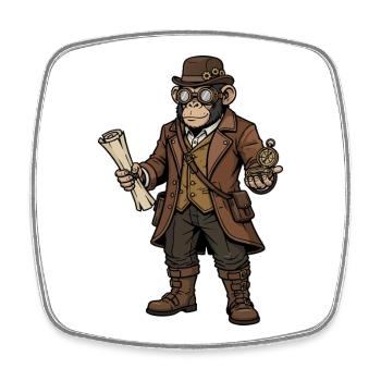Monkey Explorer Steampunk Retro-Abenteuer - Viereckiger Kühlschrankmagnet - Weiß - Vorne