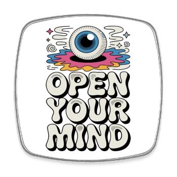 Open Your Mind Psychedelic Eye Retro Hippie - Square fridge magnet - white - Front