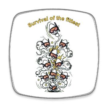 Survival of the Fittest sperm - Square fridge magnet - white - Front