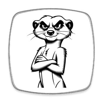 Suricate - Magnet carré - blanc - Devant