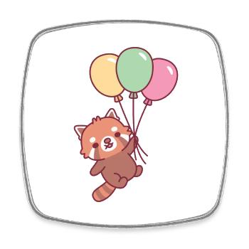 Süßer roter Panda und Luftballons - Viereckiger Kühlschrankmagnet - Weiß - Vorne