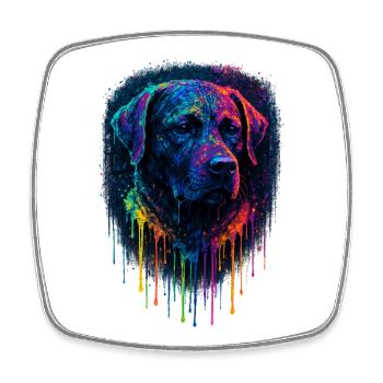 Labrador Pop Art Neon Farb-Splatterhund-Design - Viereckiger Kühlschrankmagnet - Weiß - Vorne