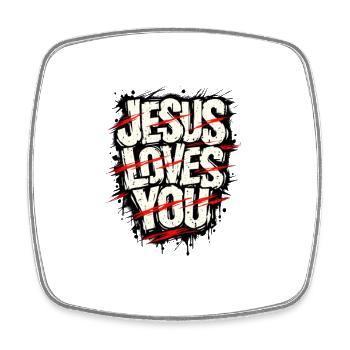 Jésus t’aime Gott liebt Dich - Magnet carré - blanc - Devant