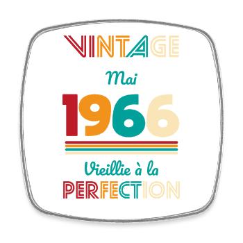 Anniversaire 60 ans - Vintage - Mai 1966 - Magnet carré - blanc - Devant