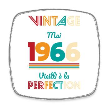 Anniversaire 60 ans - Vintage - Mai 1966 - Magnet carré - blanc - Devant