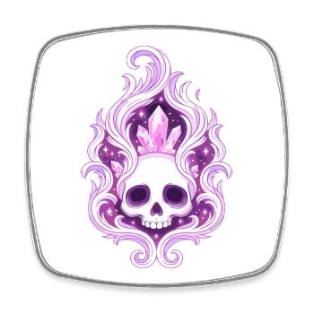 Crystal Skull Flame Spell - Square fridge magnet - white - Front