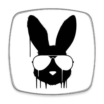 Cooler Hase Brille Graffiti - Viereckiger Kühlschrankmagnet - Weiß - Vorne