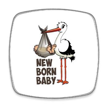 "Neugeborenes Baby" Der Storch mit dem Baby - Viereckiger Kühlschrankmagnet - Weiß - Vorne
