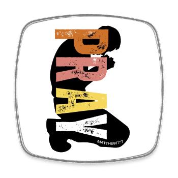 BETEN – Matthäus 7,7 – Christliche Produkte - Viereckiger Kühlschrankmagnet - Weiß - Vorne