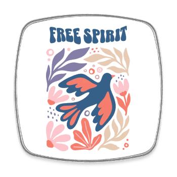 Free Spirit – Ästhetischer Boho-Grafik-Blumenvogel - Viereckiger Kühlschrankmagnet - Weiß - Vorne