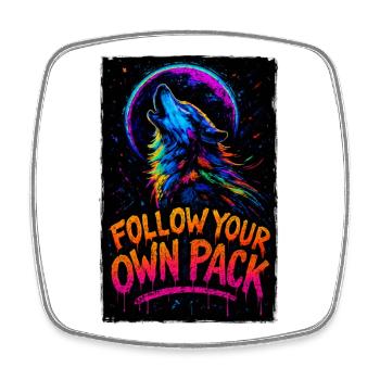 Loup Alpha Multicolore Design Follow Your Own Pack - Magnet carré - blanc - Devant