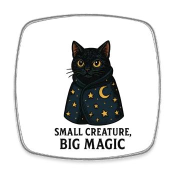 Moonlit Night Cat Star Cape - Square fridge magnet - white - Front