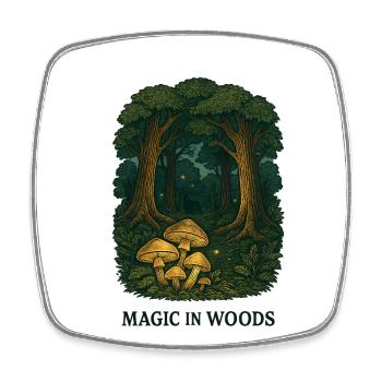 Magie im Wald mit Pilzen - Viereckiger Kühlschrankmagnet - Weiß - Vorne