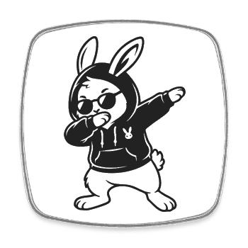 Easter Bunny Dabbing Cool Bunny Easter Funny - Square fridge magnet - white - Front