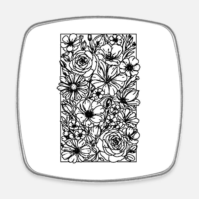 Blumen - Viereckiger Kühlschrankmagnet - Weiß