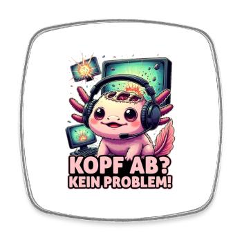 Gamer Ozelot mit Headset - Viereckiger Kühlschrankmagnet - Weiß - Vorne