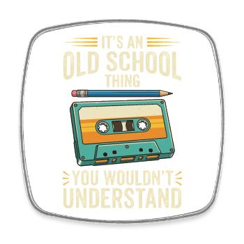 Old School Kassette Design – Retro Mixtape - Viereckiger Kühlschrankmagnet - Weiß - Vorne