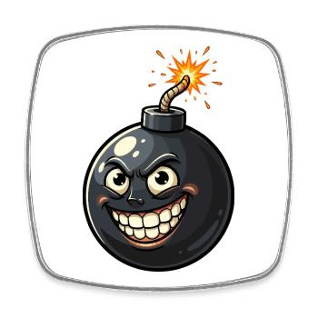 Joke bomb cartoon with grin - Square fridge magnet - white - Front