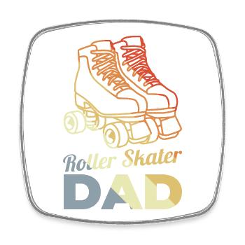 Roller skate dad - Square fridge magnet - white - Front