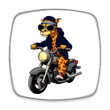 Motorcycle Giraffes - Square fridge magnet - white - Front