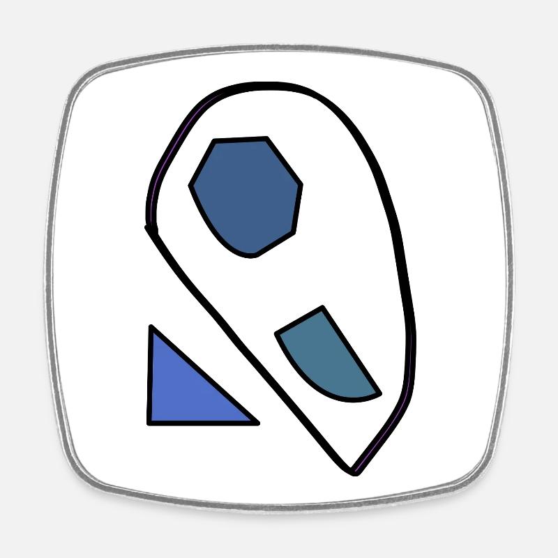Abstract blue shapes on black - Square fridge magnet - white