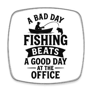 Angler saying: Better on the water than in the office - Square fridge magnet - white - Front
