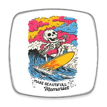 Skeleton Surfer – Créez de beaux souvenirs - Magnet carré - blanc - Devant
