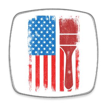 U.S. Patriotic Painter - Square fridge magnet - white - Front