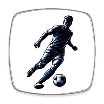 Fußball Spieler Silhouette Sportlich Dynamisch   - Viereckiger Kühlschrankmagnet - Weiß - Vorne