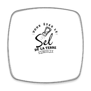 Embleme Circulaire Plume Stylisee - Magnet carré - blanc - Devant