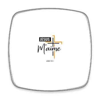 Croix Orange et Maine Jésus - Magnet carré - blanc - Devant