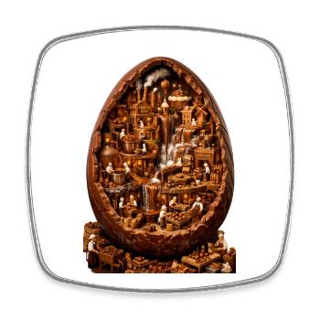 Chocolate Egg Factory Miniature - Square fridge magnet - white - Front