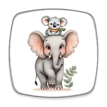 Wilde Freundschaft: Elefant und Koala 🐘 🐨 - Viereckiger Kühlschrankmagnet - Weiß - Vorne
