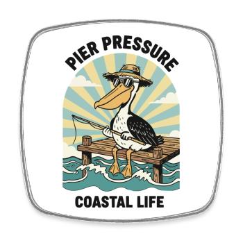 Pelican Fisherman Pier Pressure Coastal - Square fridge magnet - white - Front