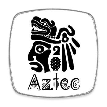 Aztekischer Krieger (Schwarz) - Viereckiger Kühlschrankmagnet - Weiß - Vorne