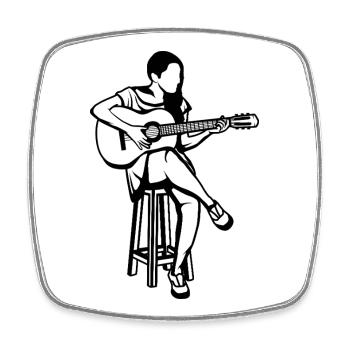 Guitar Girl - Square fridge magnet - white - Front