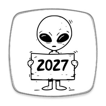 kleines Alien - Viereckiger Kühlschrankmagnet - Weiß - Vorne