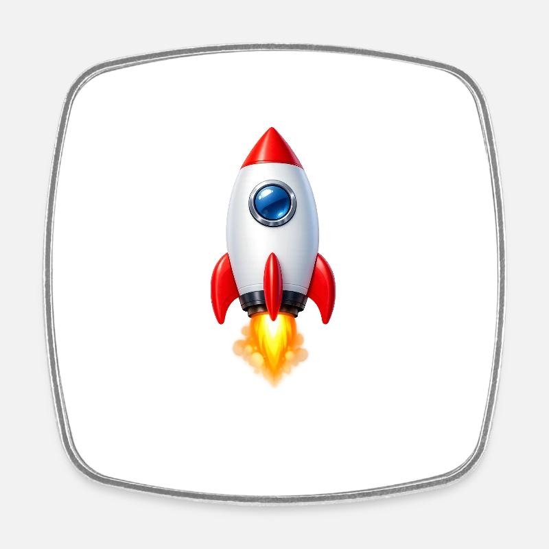 Design rétro Rocket joyeux - Magnet carré - blanc
