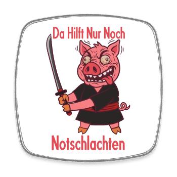 Notschlachten Samurai Sau - Viereckiger Kühlschrankmagnet - Weiß - Vorne