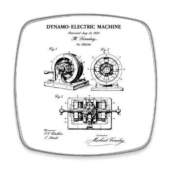 Plan de brevet pour machine électrique - Magnet carré - blanc - Devant