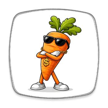 Cool carrot with sunglasses and chain - Square fridge magnet - white - Front