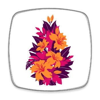 Hibiskus Neon Feuerblüten - Viereckiger Kühlschrankmagnet - Weiß - Vorne