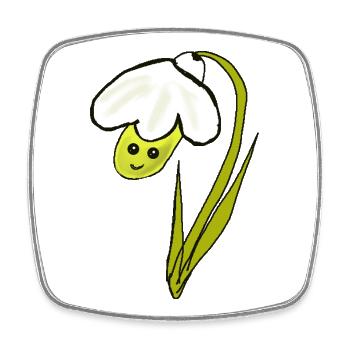 Perce-neige à fleurs printanières - Magnet carré - blanc - Devant