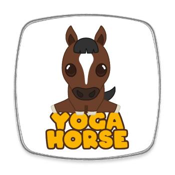 Dessin animé Yoga Horse - Magnet carré - blanc - Devant