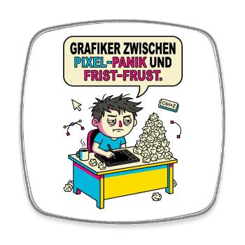 Grafiker Pixel Panik Frust Humor - Viereckiger Kühlschrankmagnet - Weiß - Vorne