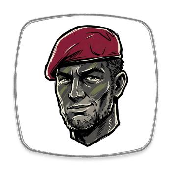 Bordeux Barett Soldier Portrait Vintage Style - Viereckiger Kühlschrankmagnet - Weiß - Vorne