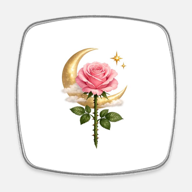 Moon Rose Magic - Square fridge magnet - white