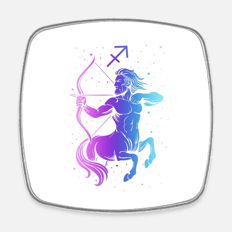 Sagittarius – Neon Zodiac Sign - Square fridge magnet - white