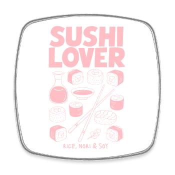 Sushi-Liebhaber Pink Neon Illustration - Viereckiger Kühlschrankmagnet - Weiß - Vorne