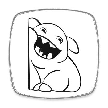 Petit monstre mignon - Magnet carré - blanc - Devant